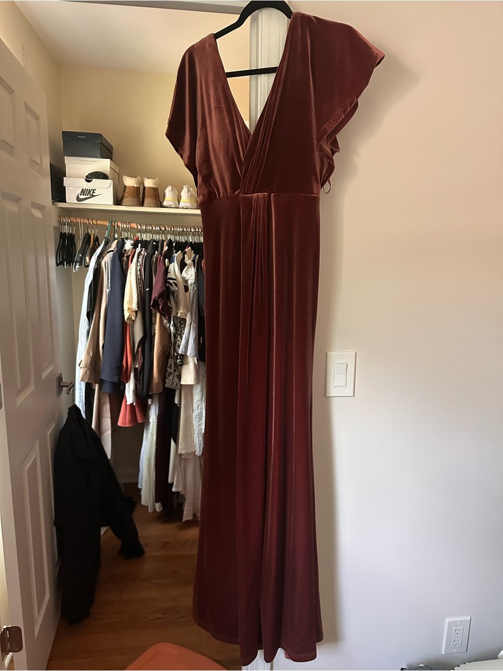 Revelry Gwen Velvet Maxi Dress in Dusty Rose